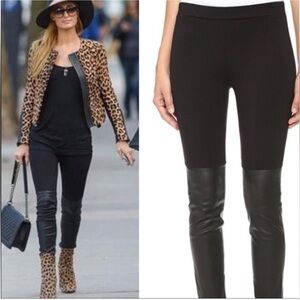 Vince. Mixed Media Lamb Leather Black Pants Size XS